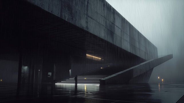 Futuristic Brutalist Architecture, Oppressive Government Beaurocracy, Big Brother - AI Generated