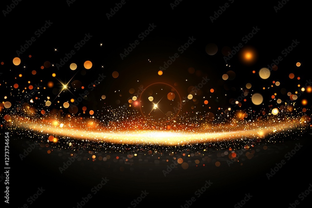 Poster blurred and glowing lights from new year and christmas lights and decor produce a bokeh effect, resu