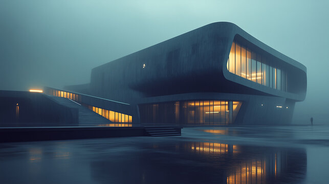Futuristic Brutalist Architecture, Oppressive Government Beaurocracy, Big Brother - AI Generated