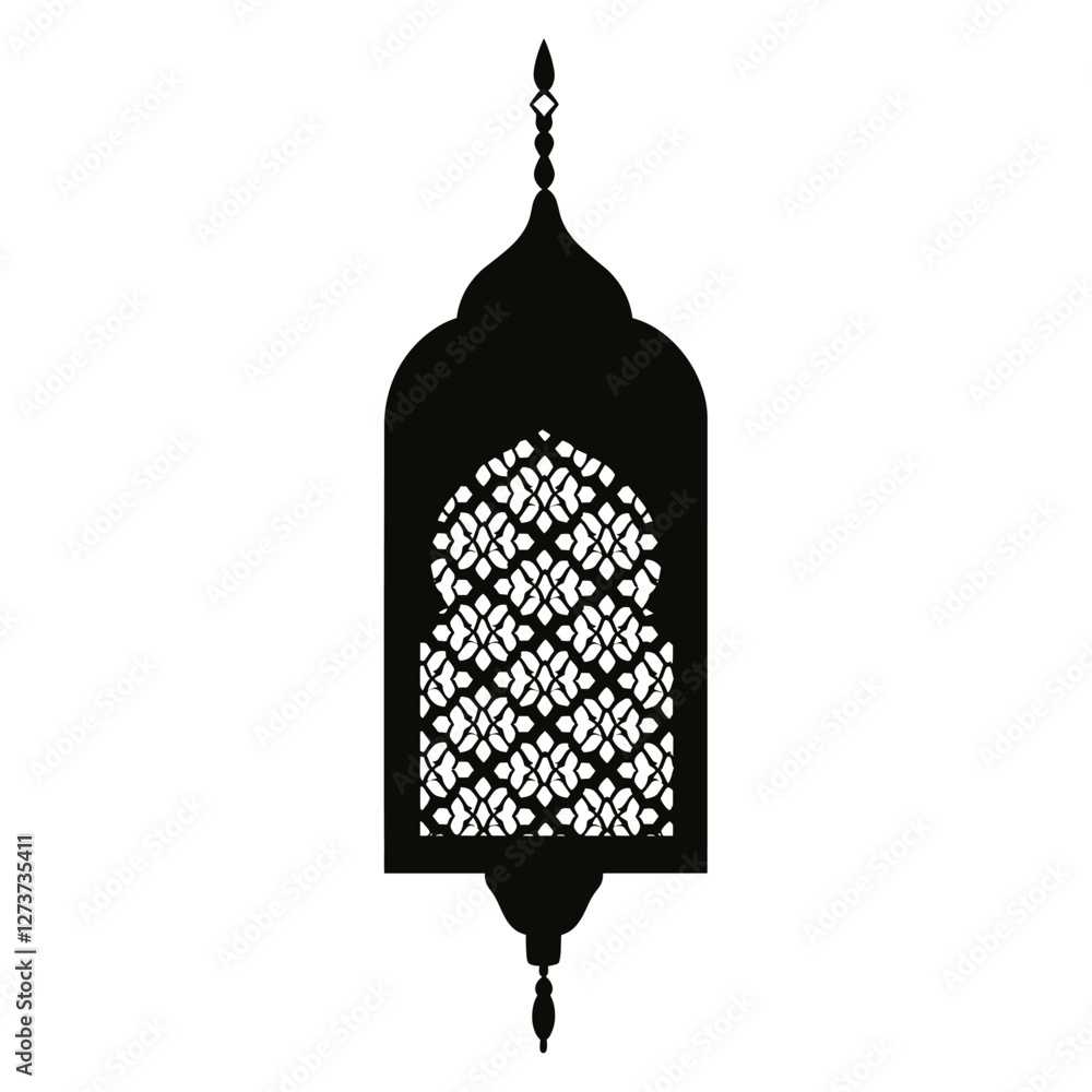 Poster icon of a lantern architecture islamic pattern vector