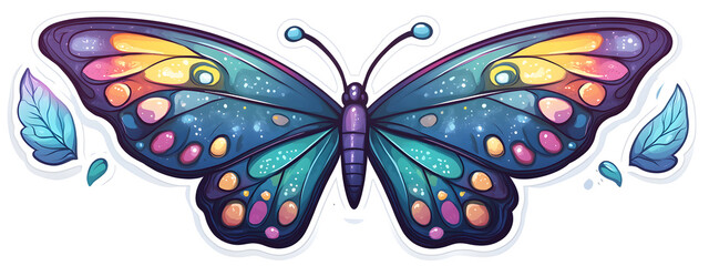 Beautiful butterfly, with blue and purple colors, in the style of cartoon style
