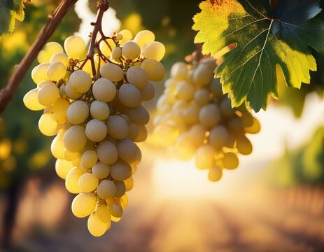 uvas blancas en las ramas de una vid