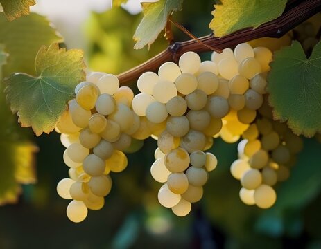 uvas blancas en las ramas de una vid