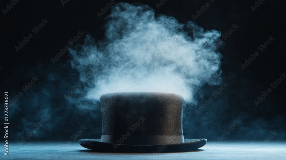 Poster mystical performance props velvet top hat with enigmatic smoke for captivating illusion art - event 