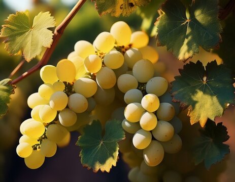 uvas blancas en las ramas de una vid