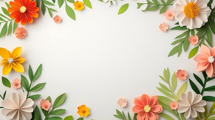 Fototapeta premium Colorful origami flowers and leaves