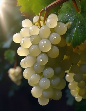 uvas blancas en las ramas de una vid