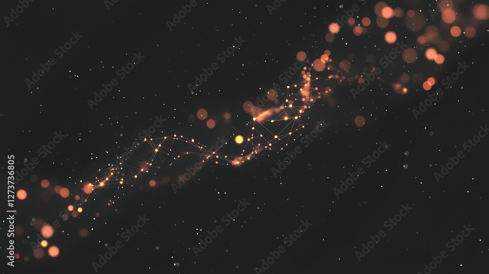 Poster the design consists of a futuristic orange digital grid background, infused with network tech detail