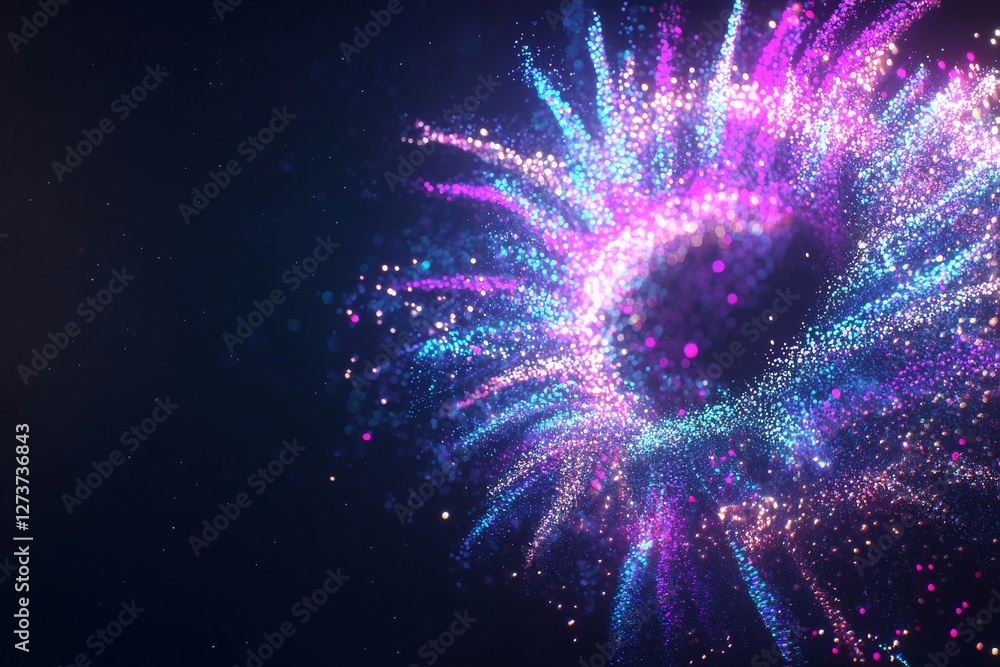 Poster blue and purple neon glow colors create an abstract background that represents the speed of light in