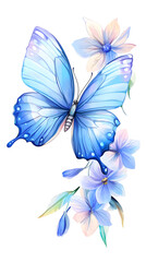 Beautiful butterfly, with blue and purple colors, in the style of cartoon style
