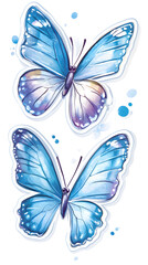 Beautiful butterfly, with blue and purple colors, in the style of cartoon style
