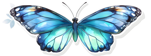 Beautiful butterfly, with blue and purple colors, in the style of cartoon style
