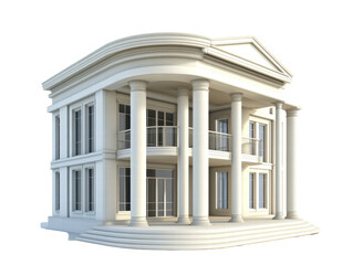 Isolated Classical White Building with Columns