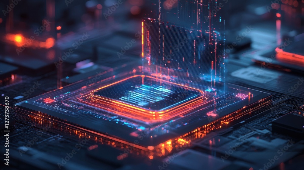 Poster glowing computer processor circuit board abstract technology background