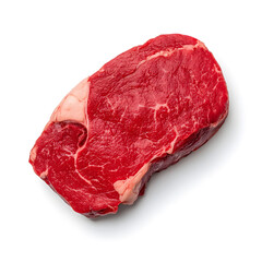 Obraz premium Fresh raw beef ribeye steak top view isolated on white background
