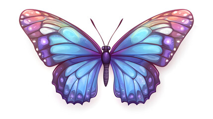 Beautiful butterfly, with blue and purple colors, in the style of cartoon style
