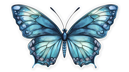 Beautiful butterfly, with blue and purple colors, in the style of cartoon style
