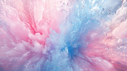 Abstract image of a vibrant explosion of pink, blue, and white colors. The texture is dynamic and energetic, with a high resolution quality.