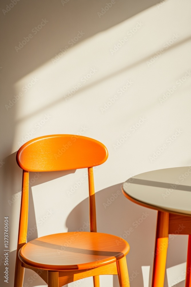 Leinwandbilder modern minimalist office seating vibrant wooden chair and round table ensemble - enhancing collabora