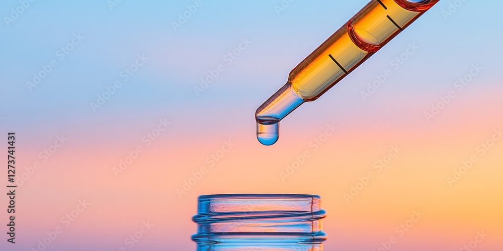 Leinwandbilder clinical minimalism precision pipette with liquid handling against gradient backdrop - streamlined l
