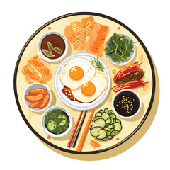 korean, traditional, food, asian, background, korea, culture, design, asia, delicious, korean food, kimchi, cuisine, lunch, meal, dish, illustration, tasty, dinner, symbol, spicy, vector, healthy, veg