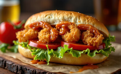 shrimp po' boy cajun sandwich