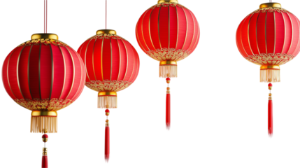 Elegant Chinese New Year Red Lanterns, Symbolizing Prosperity