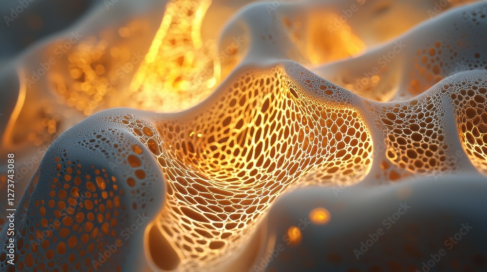 Aufkleber abstract close up of a textured surface with glowing orange and white patterns. the image evokes a f