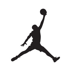 Dynamic Basketball Dunk Vector - Athlete Silhouette Clipart