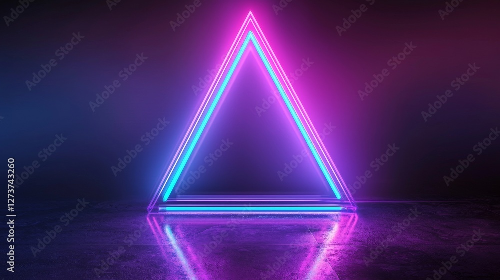 Poster disco neon light background and neon background concept, both generated using 3d rendering technique
