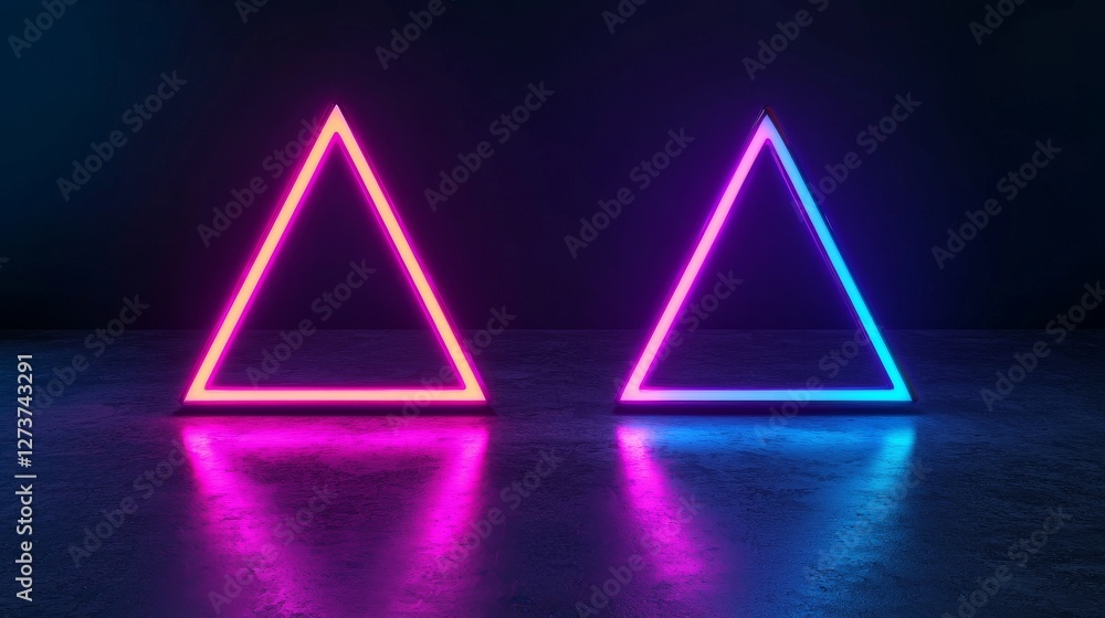 Poster a 3d rendering has been used to create a neon background concept, complete with a disco neon light b