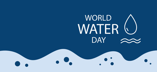 World water day poster or banner in simple linear style. Vector hand drawn illustration. line art. 