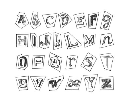 Scrapbook style of alphabet doodle cartoon hand-drawn quirky font vector.