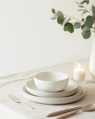 Eco-Chic Wedding Table Design Eucalyptus Garland on Rustic Wood with Tea Lights - Luxury Event Styling and Sustainable Celebration Decor for Modern Celebrations