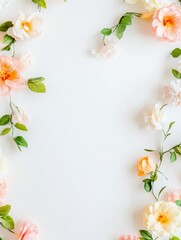 Contemporary Floral Flatlay Mixed Blossoms and Leaf Accents on Soft Surface - Fresh Botanical Designs for Event Decor and Creative Styling in the Celebratory Industry