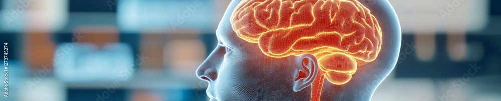 Aufkleber futuristic healthcare interface anatomical brain visualization with digital diagnostics on high-tech