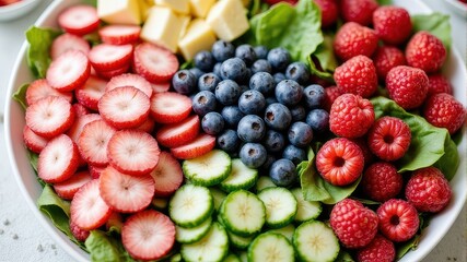 Fresh Colorful Fruit and Vegetable Platter for Healthy Snack Ideas