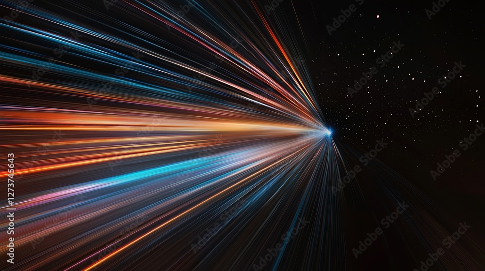 Aufkleber blue and red rays of light illuminate an abstract background with futuristic speed motion