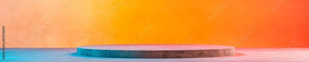 Poster Vibrant Gradient Spotlight on Concrete Stage Bold Theatrical Set Design for Dynamic Event Promotion in Creative Venues - Engaging Visuals for Studio Productions and Multimedia Campaigns