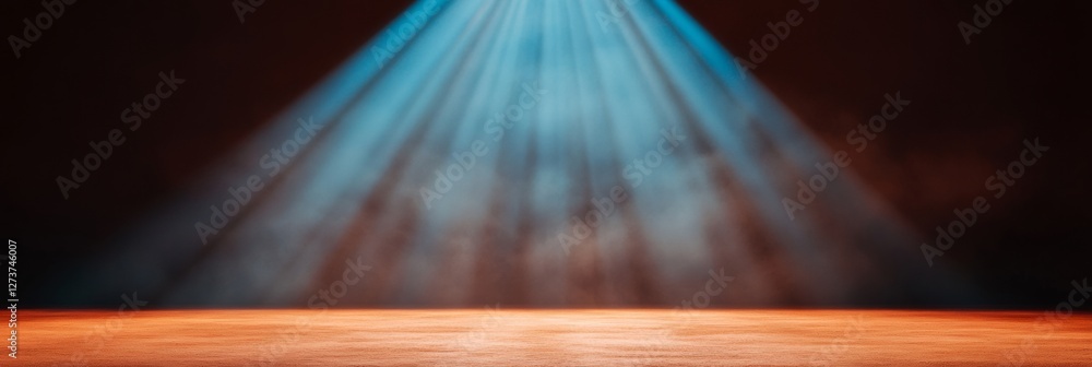Poster industrial minimalist theater design concrete floor and dramatic lighting for innovative event space