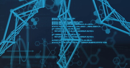 Image of data processing over shapes and chemical formula