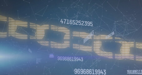 Image of data processing over shapes and chain