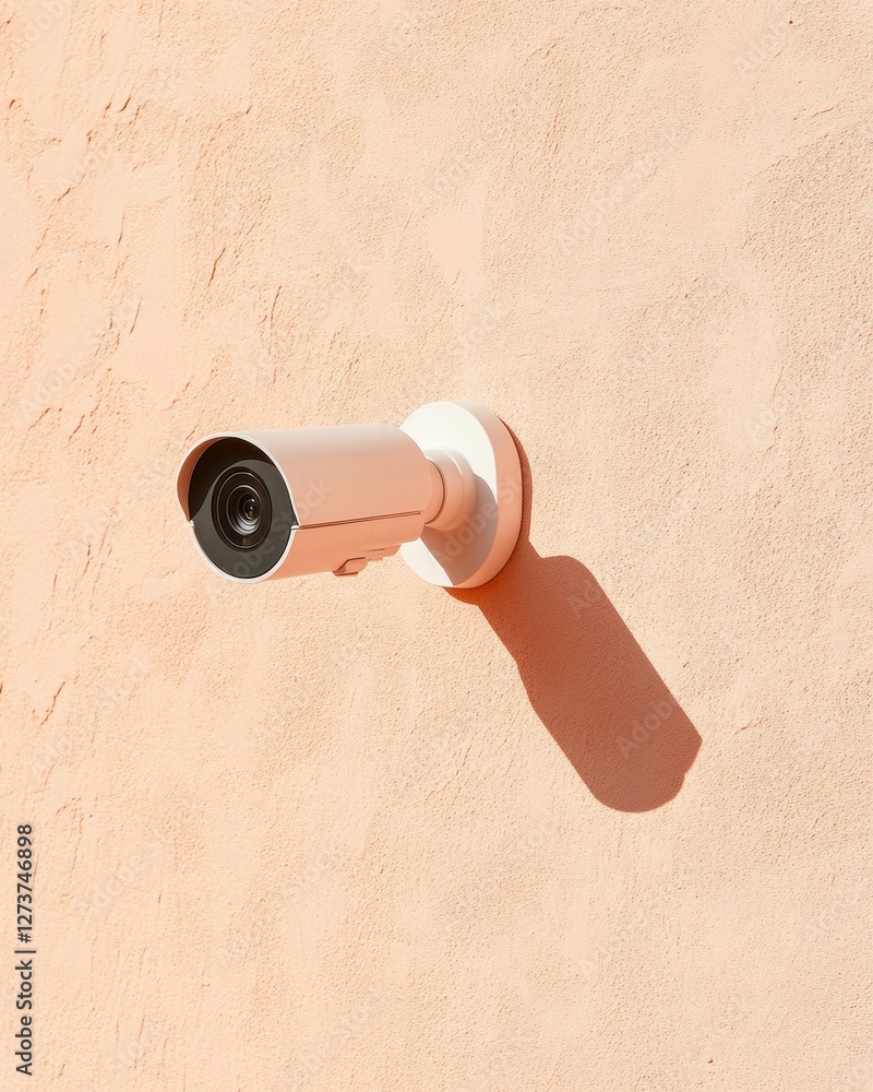 Leinwandbilder Minimalist Security Camera on Textured Wall Precision Monitoring for Modern Spaces - Advanced Surveillance for Business Safety and Tech Innovation