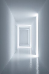 Obraz premium White corridor with faint glow emanating from wall, gentle, wall