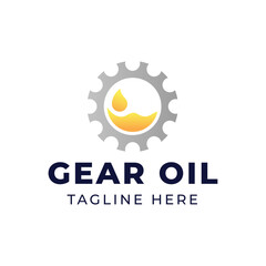 Naklejka premium Oil and gear icon logo design. Oil drop with cog wheel icon logo design.
