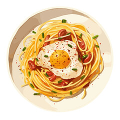 Carbonara pasta spaghetti plate food vector
