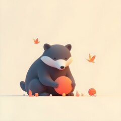 Cute panda 3d illustration
