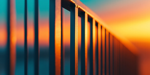 Naklejka premium iron railings in the sunset