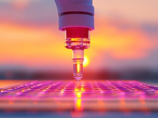 Neon Precision Lab Setup Advanced Data Collection with Safety Instruments on Steel - Innovative Scientific Research for Medical Advancements and Digital Analytics