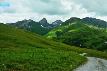 Austrian Alps - view of the Roggspitze from the path near the village of Zürs in the Lechtal Alps